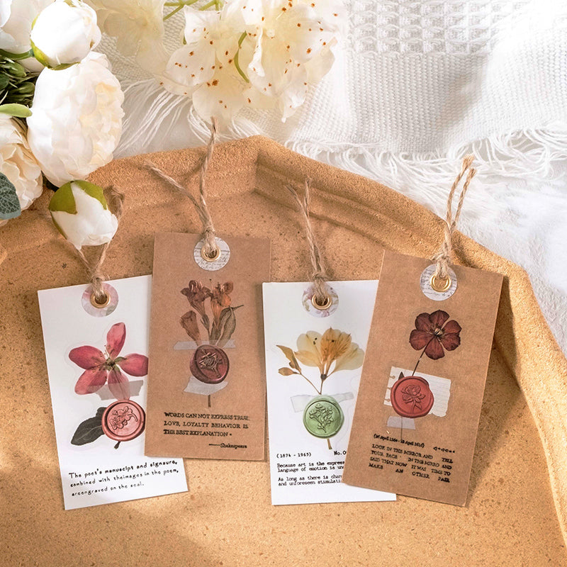 Wax Seal Imprint Dried Flower Plant Clear Transparent Stickers