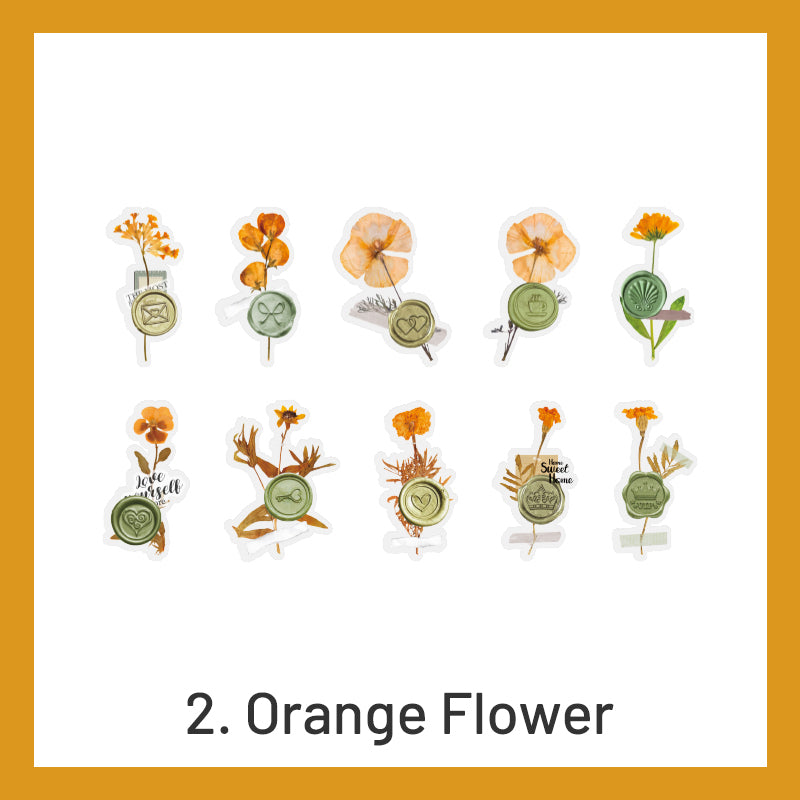 Wax Seal Imprint Dried Flower Plant Clear Transparent Stickers