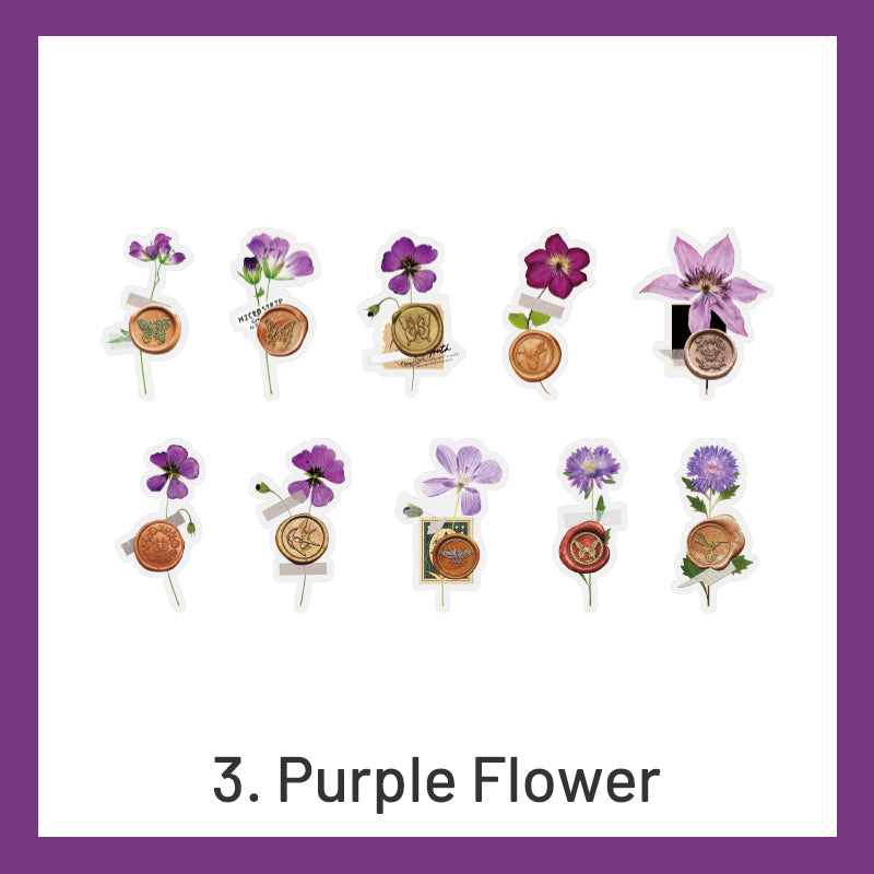 Wax Seal Imprint Dried Flower Plant Clear Transparent Stickers