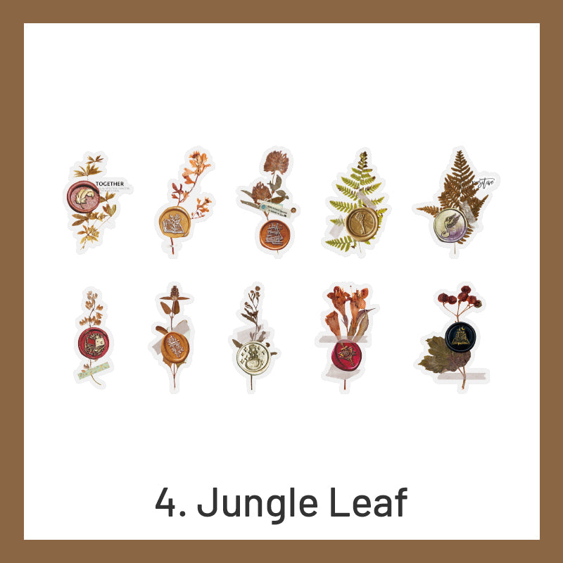 Wax Seal Imprint Dried Flower Plant Clear Transparent Stickers